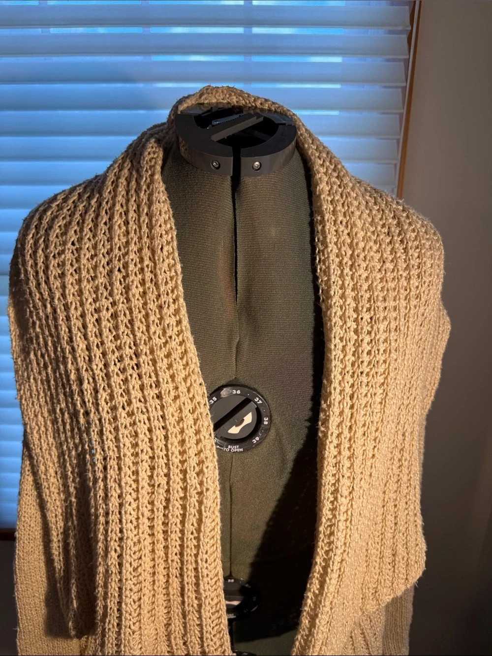 Open-Front Cream Knit Drape Cardigan